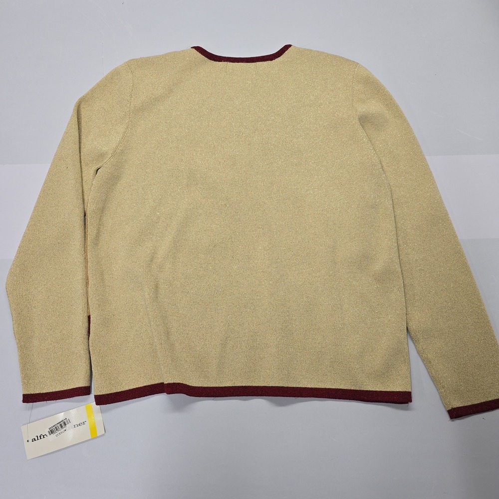 Alfred Dunner Gold Rush Metallic Beaded Floral Sweater Medium Red Gold 60563 NEW - Picture 3 of 4